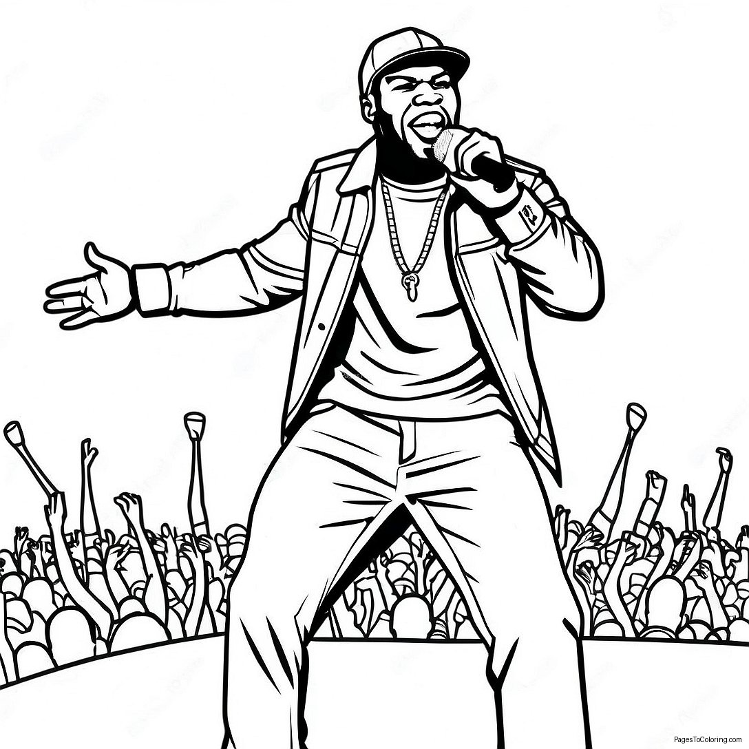 50 Cent Performing On Stage Coloring Page 54373 43818