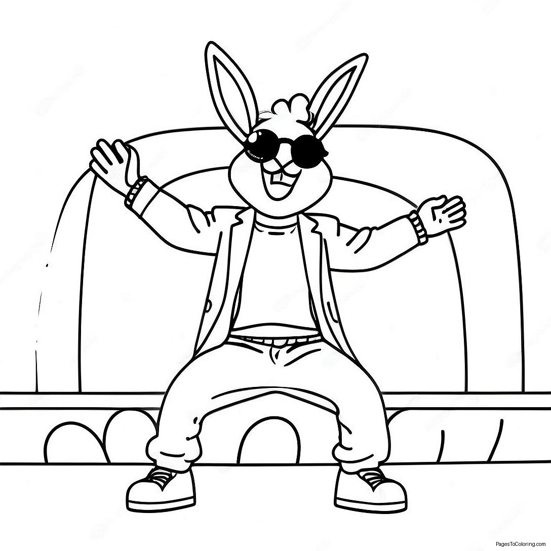 Bad Bunny Performing On Stage Coloring Page 5612 4647