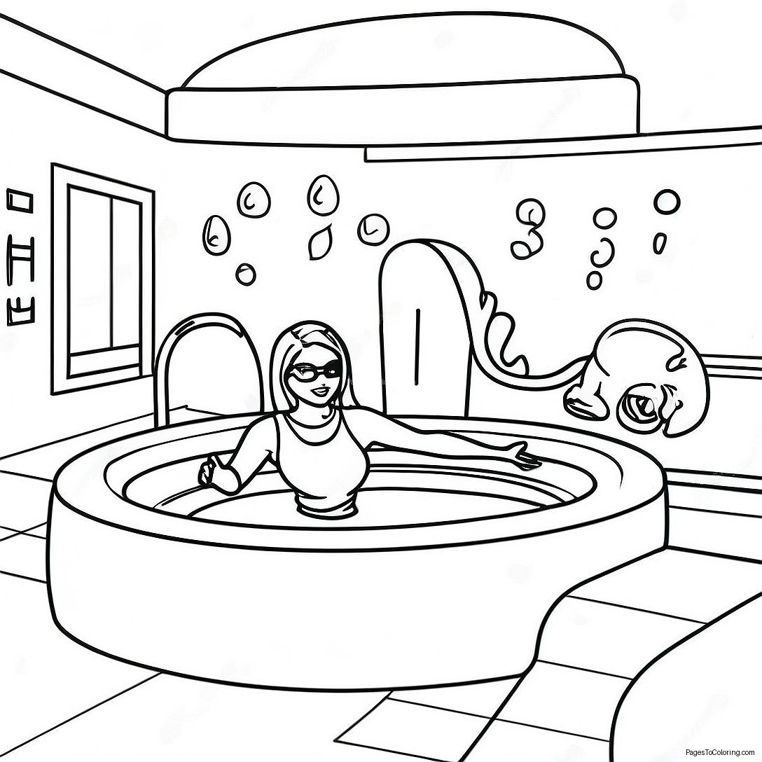 Barbie Swimming Pool Coloring Page 68222 54826 