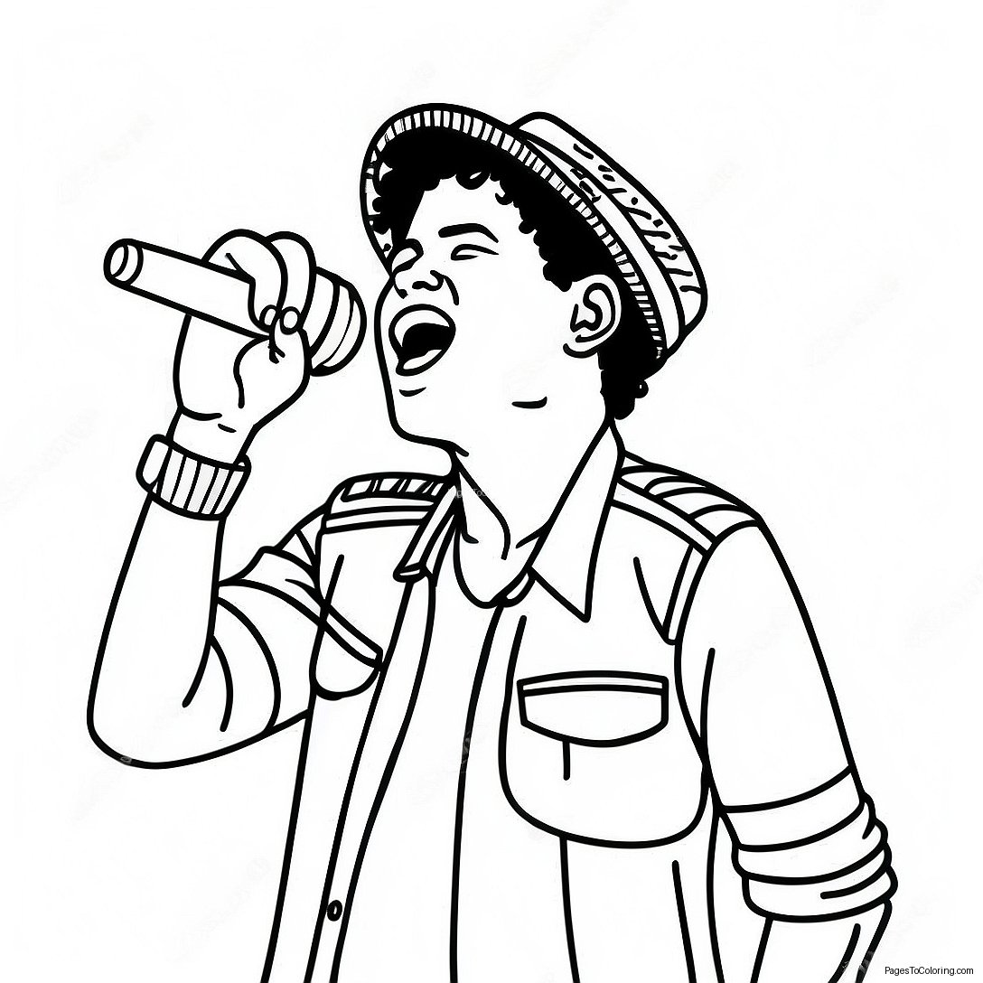 Bruno Mars Singing On Stage Coloring Page 27164 21938