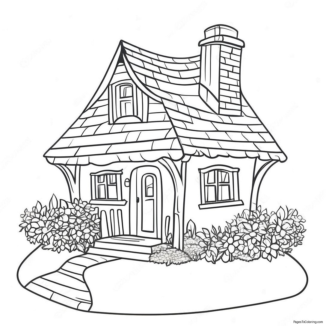 Charming Cottage With Flowers Coloring Page 69623 55933