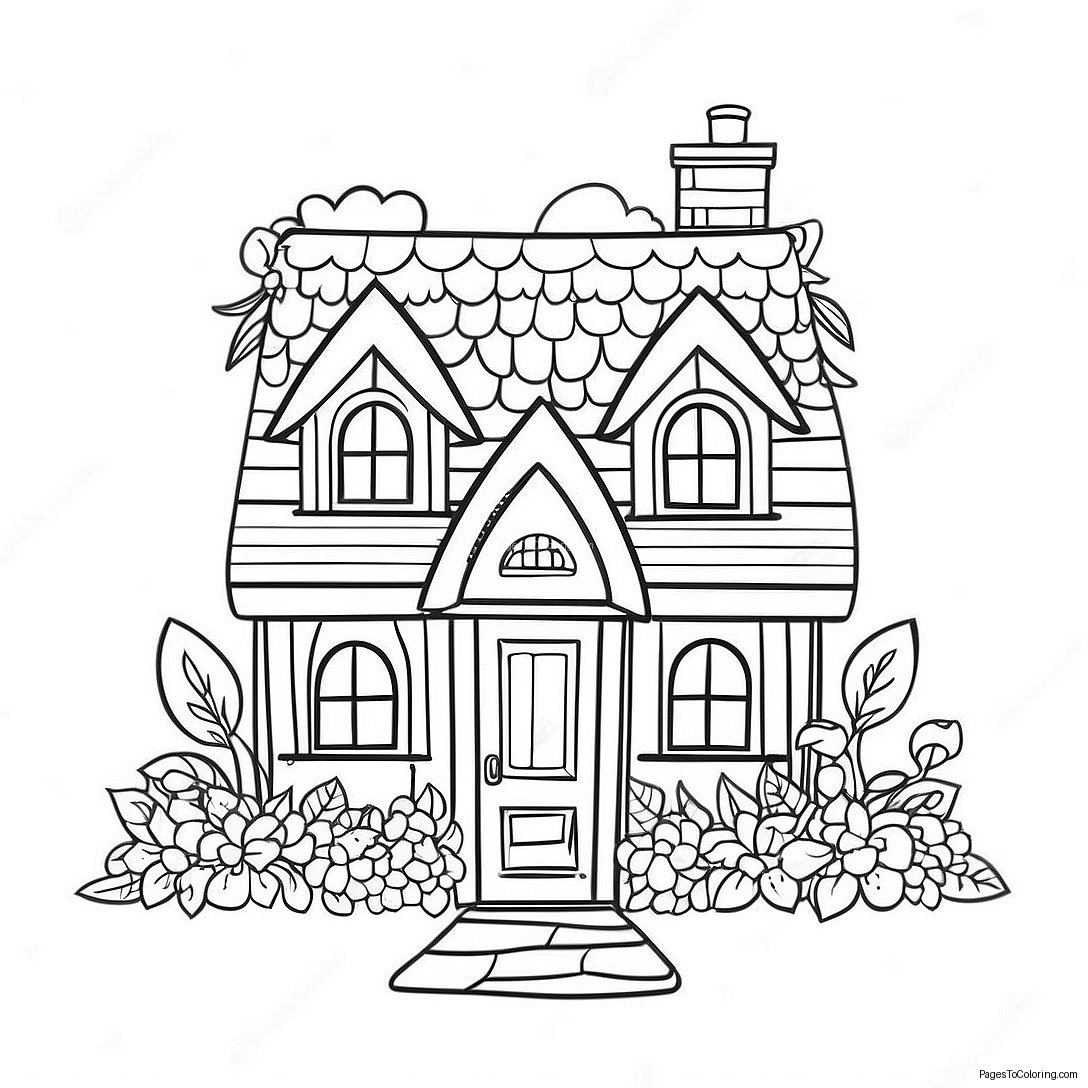 Charming Cottage With Flowers Coloring Page 69623 55934