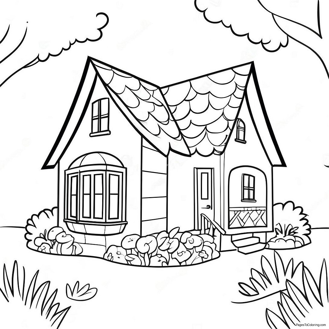 Charming Cottage With Flowers Coloring Page 69623 55936