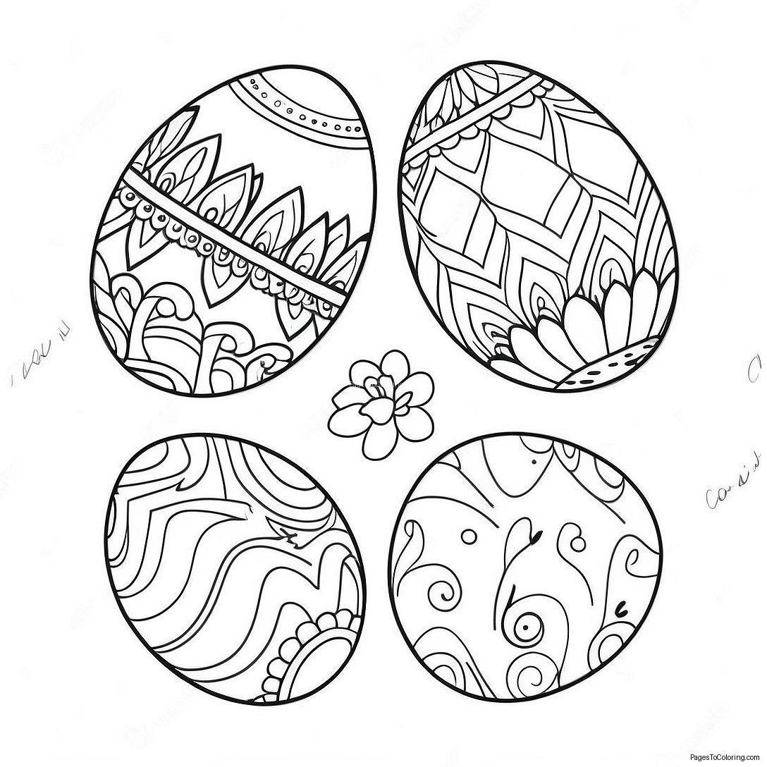 Charming Vintage Easter Eggs Coloring Page 71423 57378