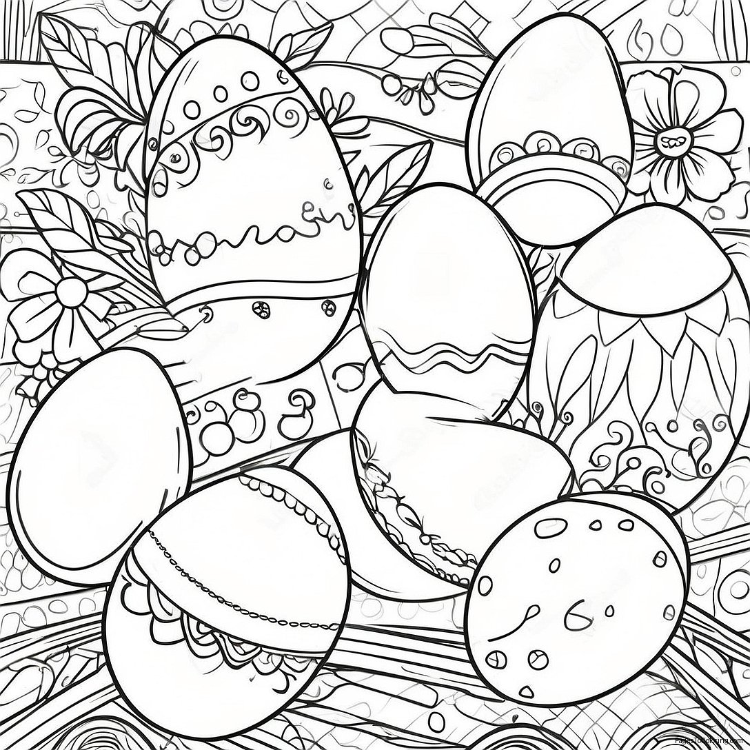 Charming Vintage Easter Eggs Coloring Page 71423 57379