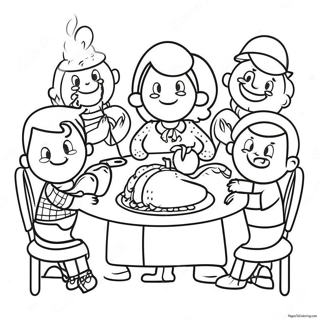 Cheerful Friendsgiving Table Coloring Page 55663 44841 
