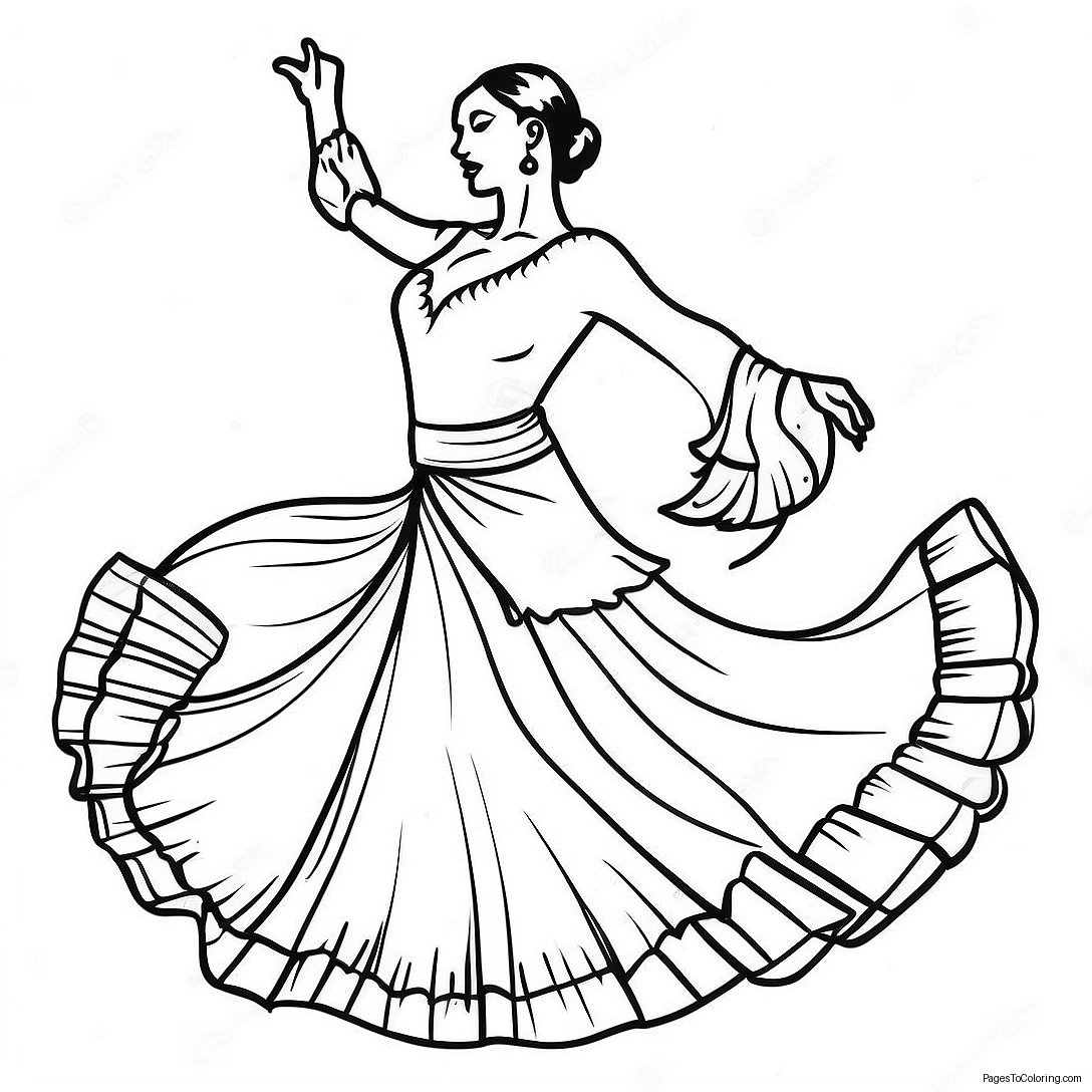 Colorful Flamenco Dancer Coloring Page 22834 18493 