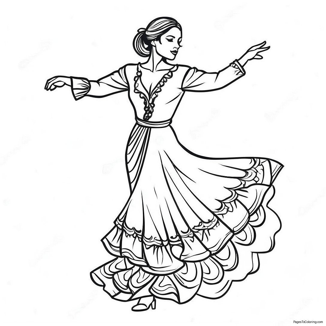 Colorful Flamenco Dancer Coloring Page 22834 18494 