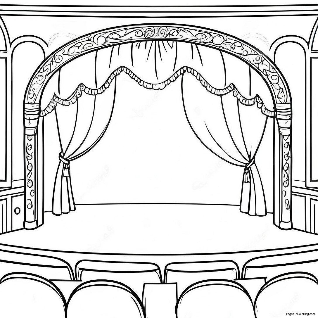 Colorful Theatre Stage Coloring Page 13892 11408