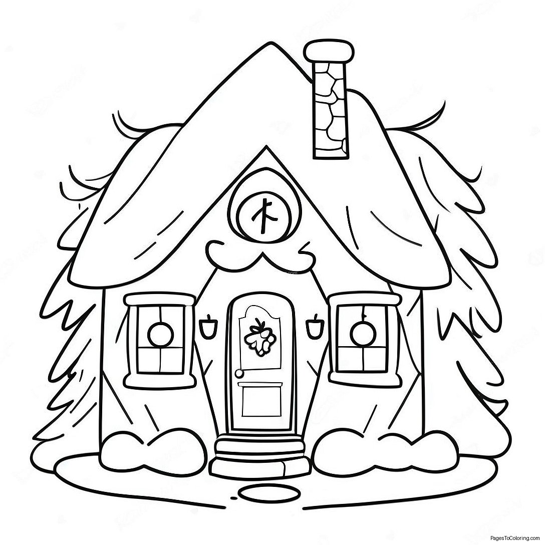 Cozy Christmas Cottage Coloring Page 19144 15579