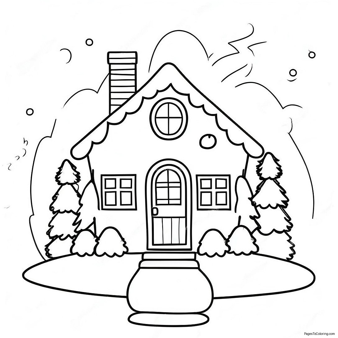 Cozy Christmas Cottage Coloring Page 19144 15580
