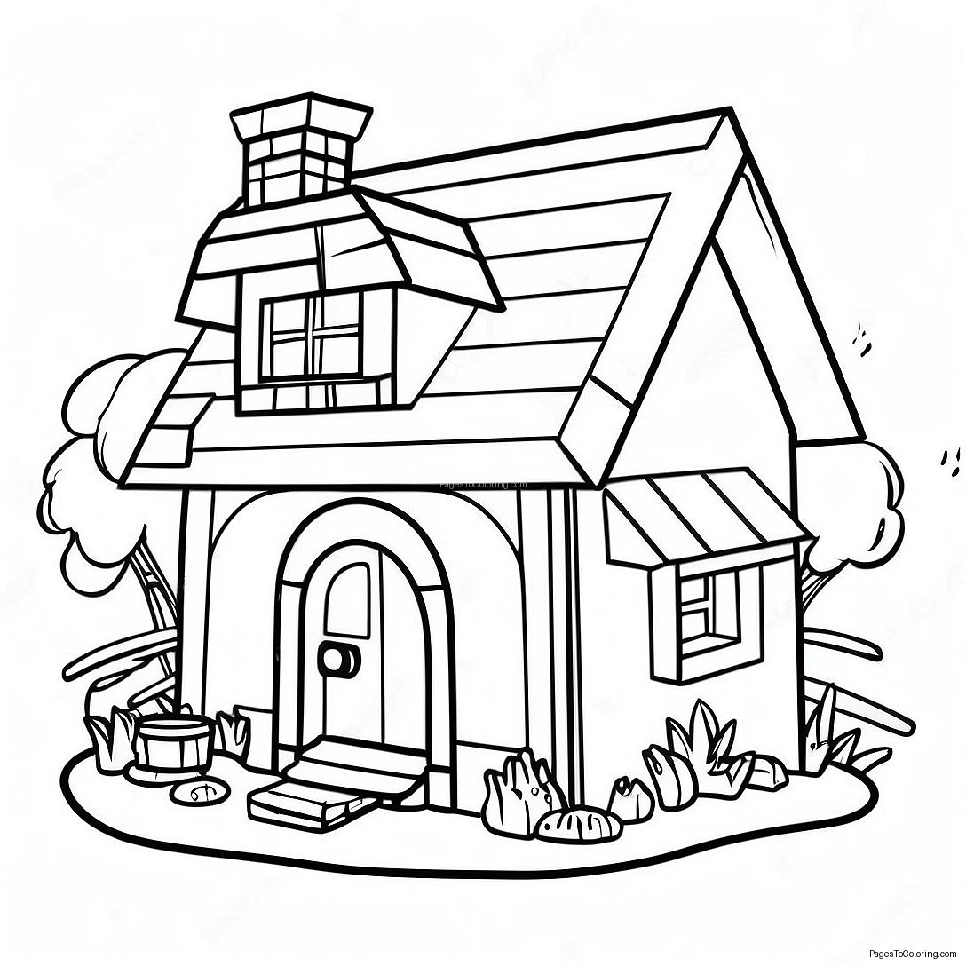 Cozy Minecraft Cottage Coloring Page 31723 25561
