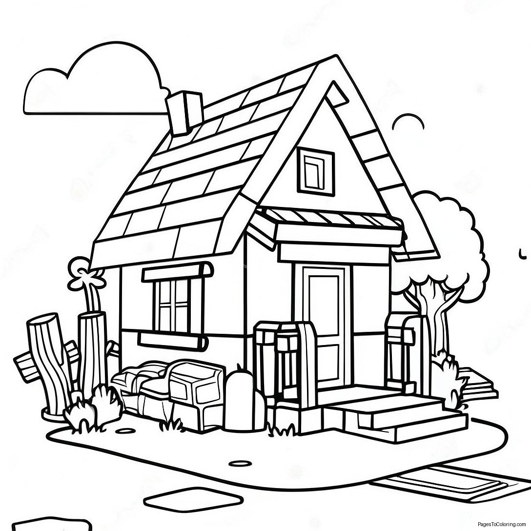 Cozy Minecraft Cottage Coloring Page 31723 25563