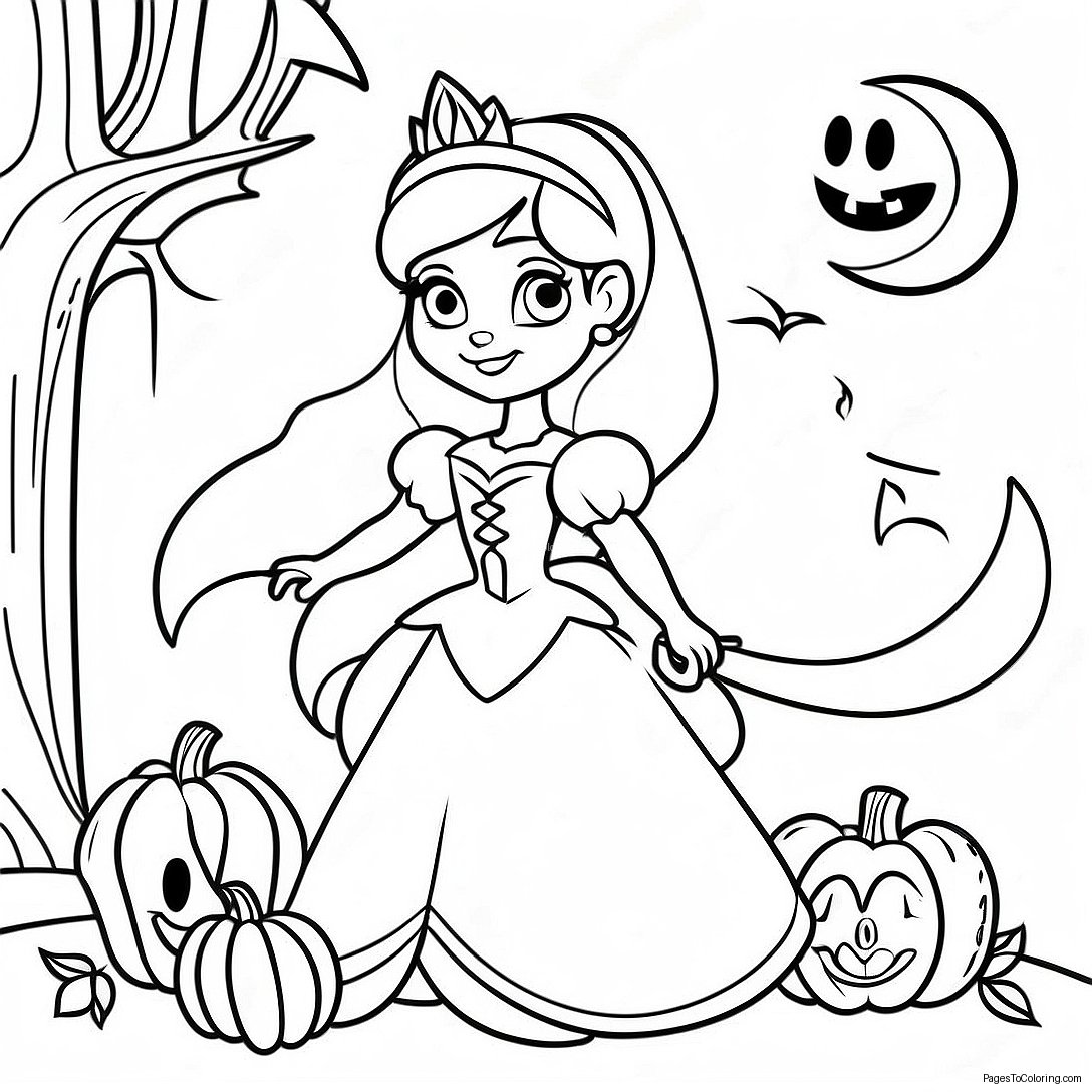 Disney Princess Halloween Coloring Pages Printable