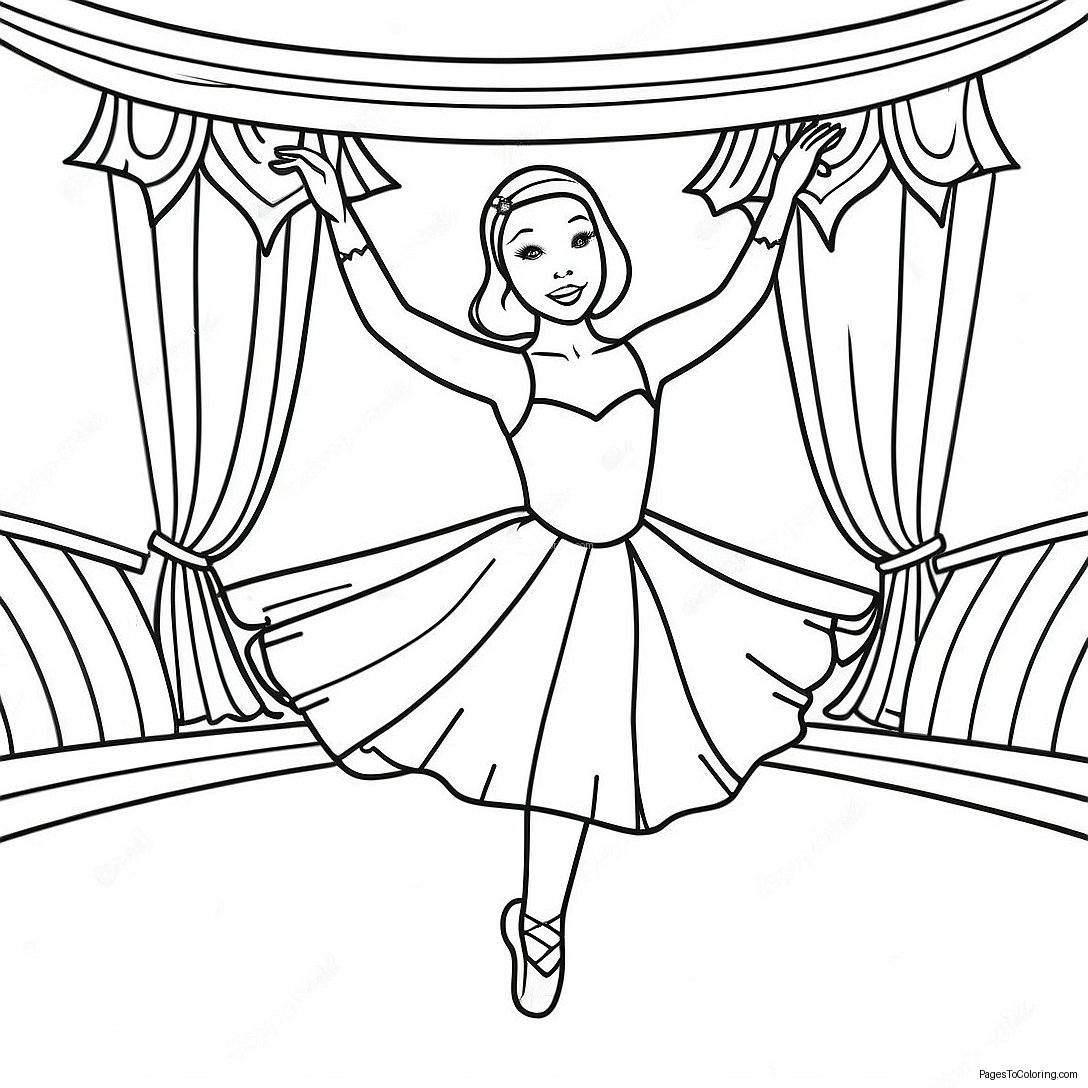Graceful Ballerina Dancing On Stage Coloring Page 12522 10313