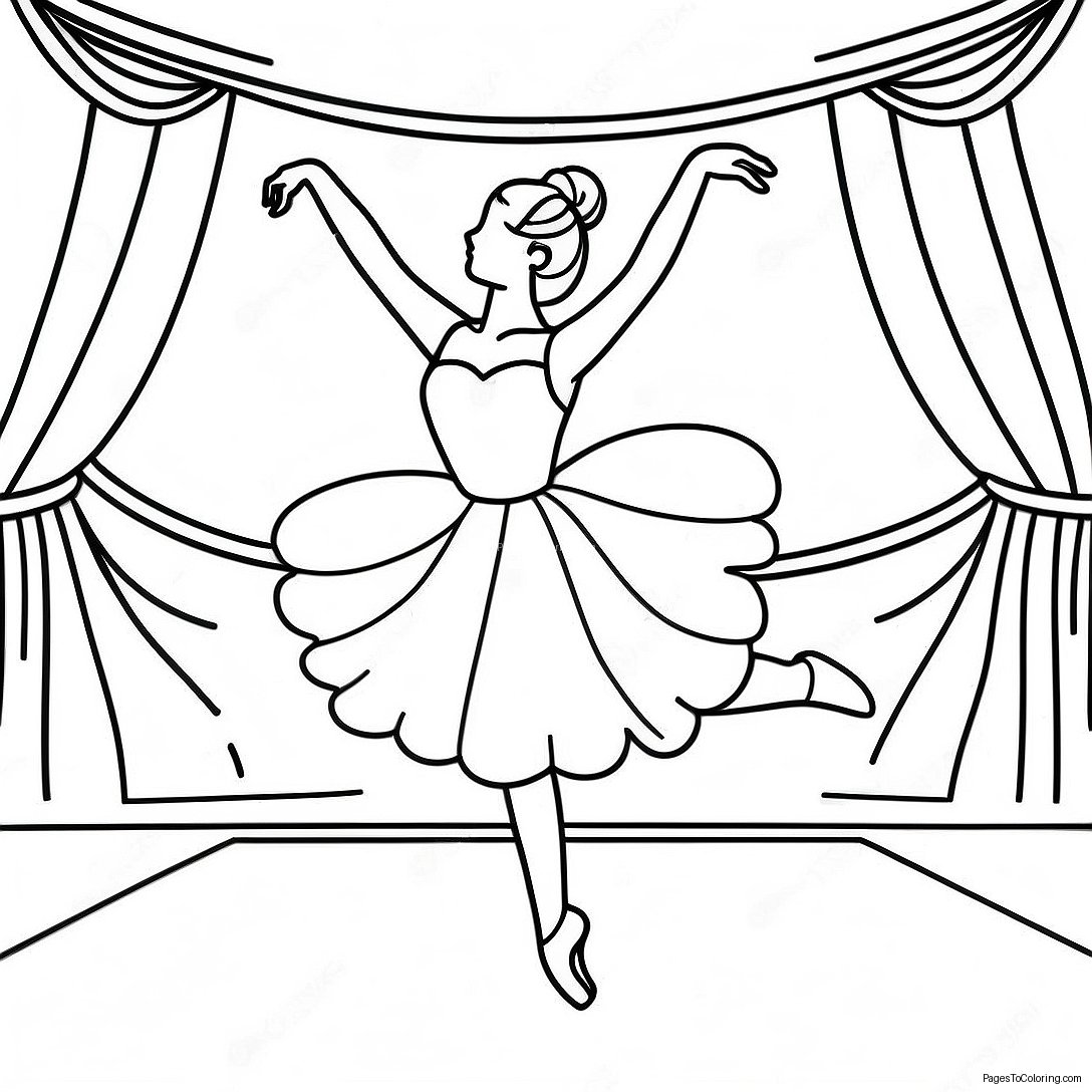 Graceful Ballerina Dancing On Stage Coloring Page 12522 10314