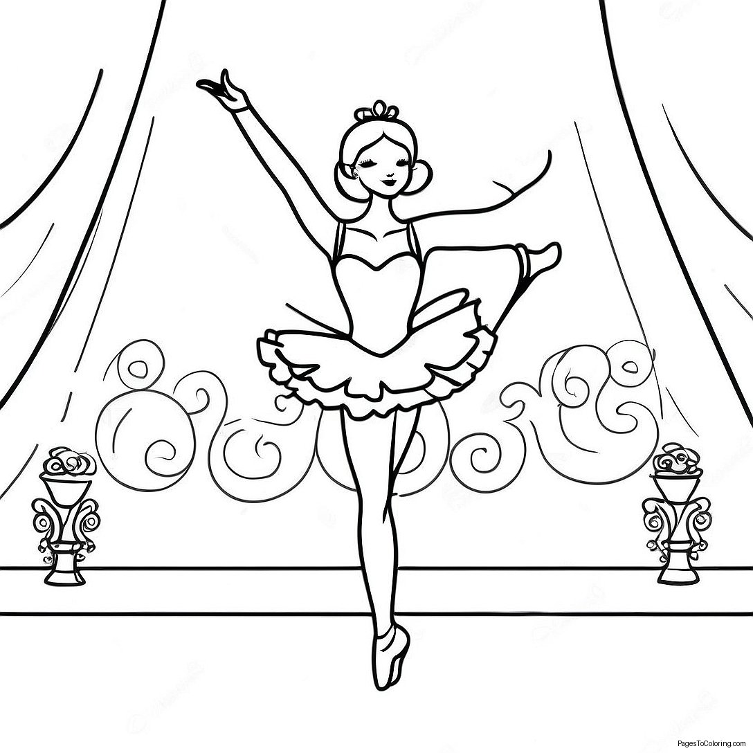 Graceful Ballerina Dancing On Stage Coloring Page 12522 10316