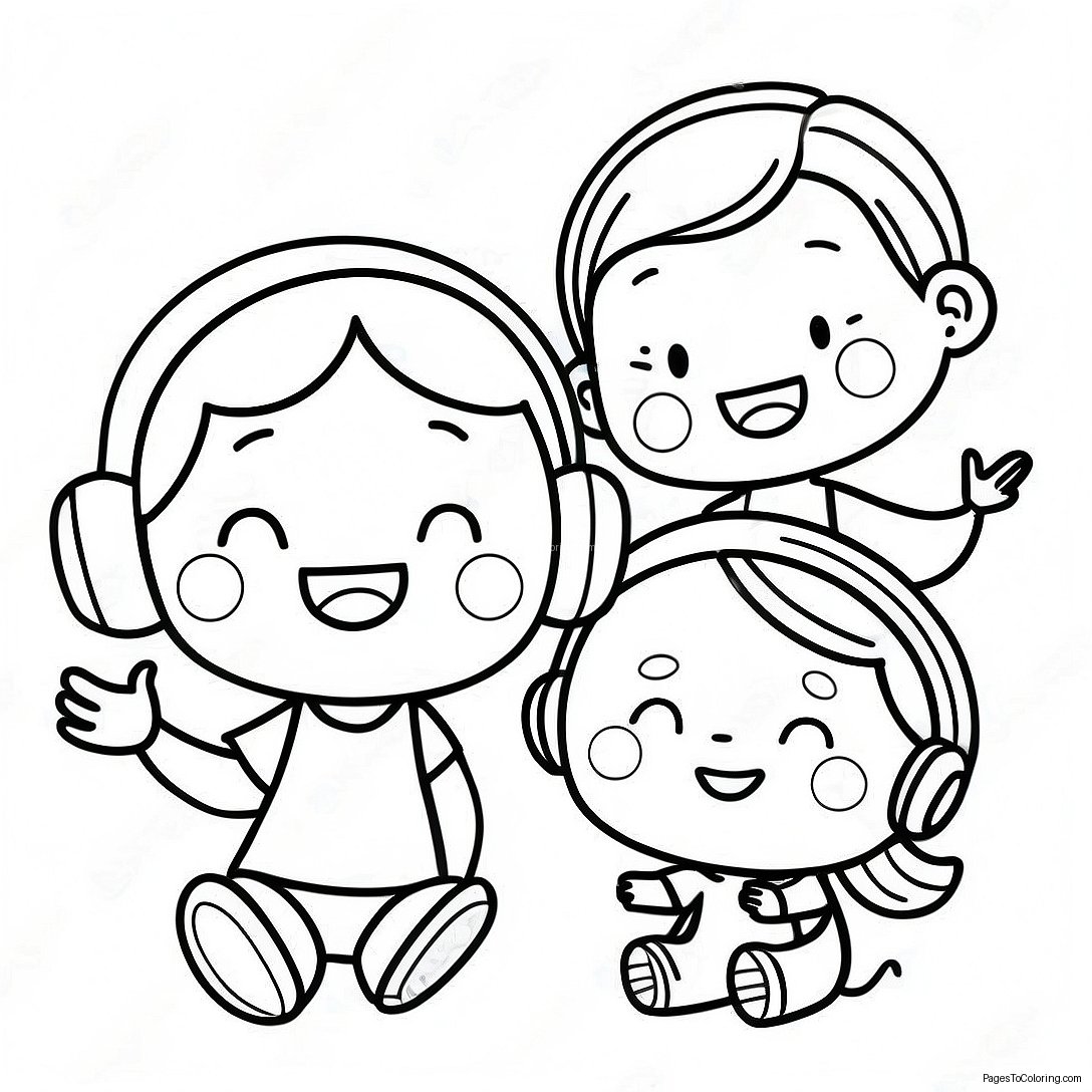 Happy Children Listening Coloring Page 35083 28218