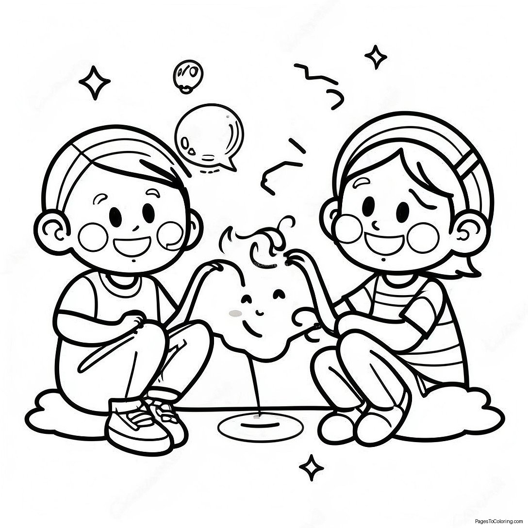 Happy Children Listening Coloring Page 35083 28219