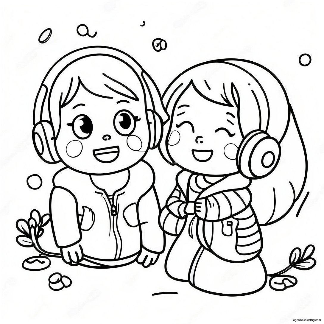 Happy Children Listening Coloring Page 35083 28220