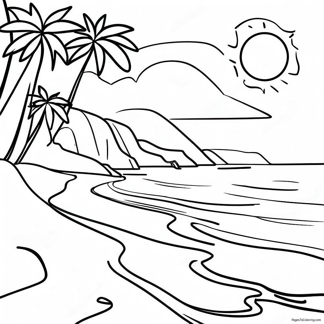 Hawaii Sunset Beach Coloring Page 37653 30272 Hawaii Sunset Beach Coloring Page 37653 30272