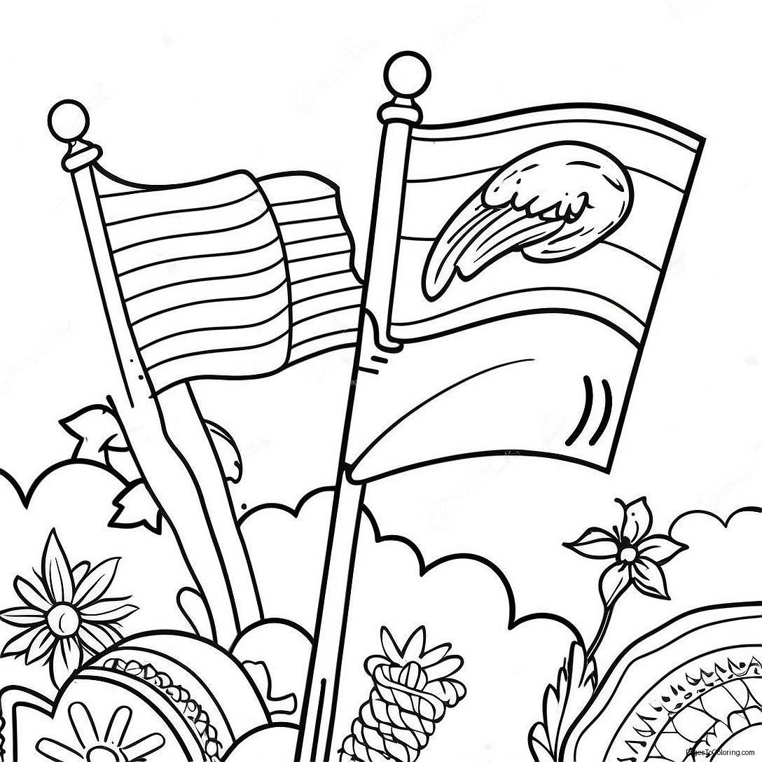 Hispanic Heritage Month Flags Coloring Page 19803 16097