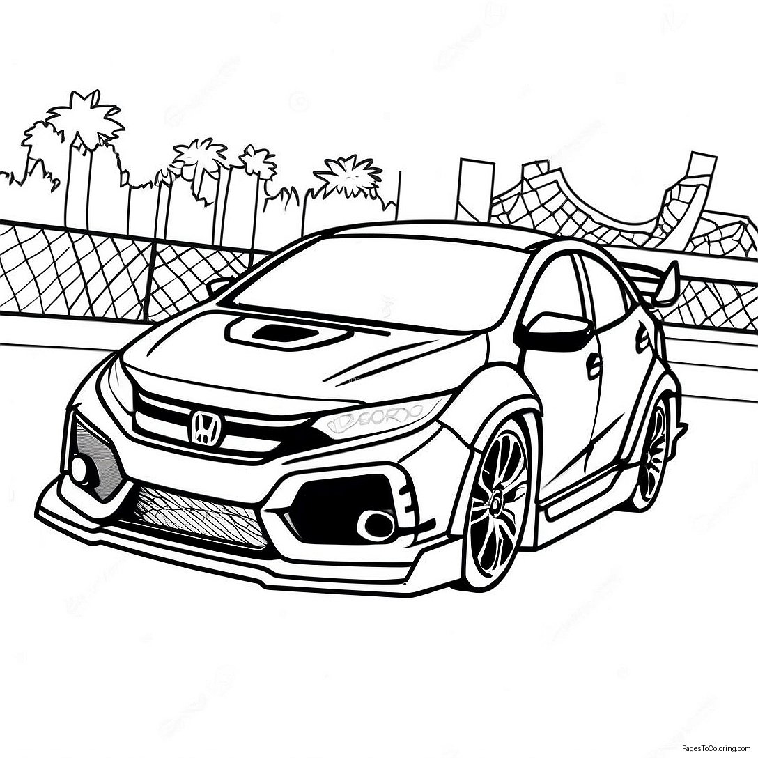Honda Civic Type R Racing Coloring Page 56262 45317