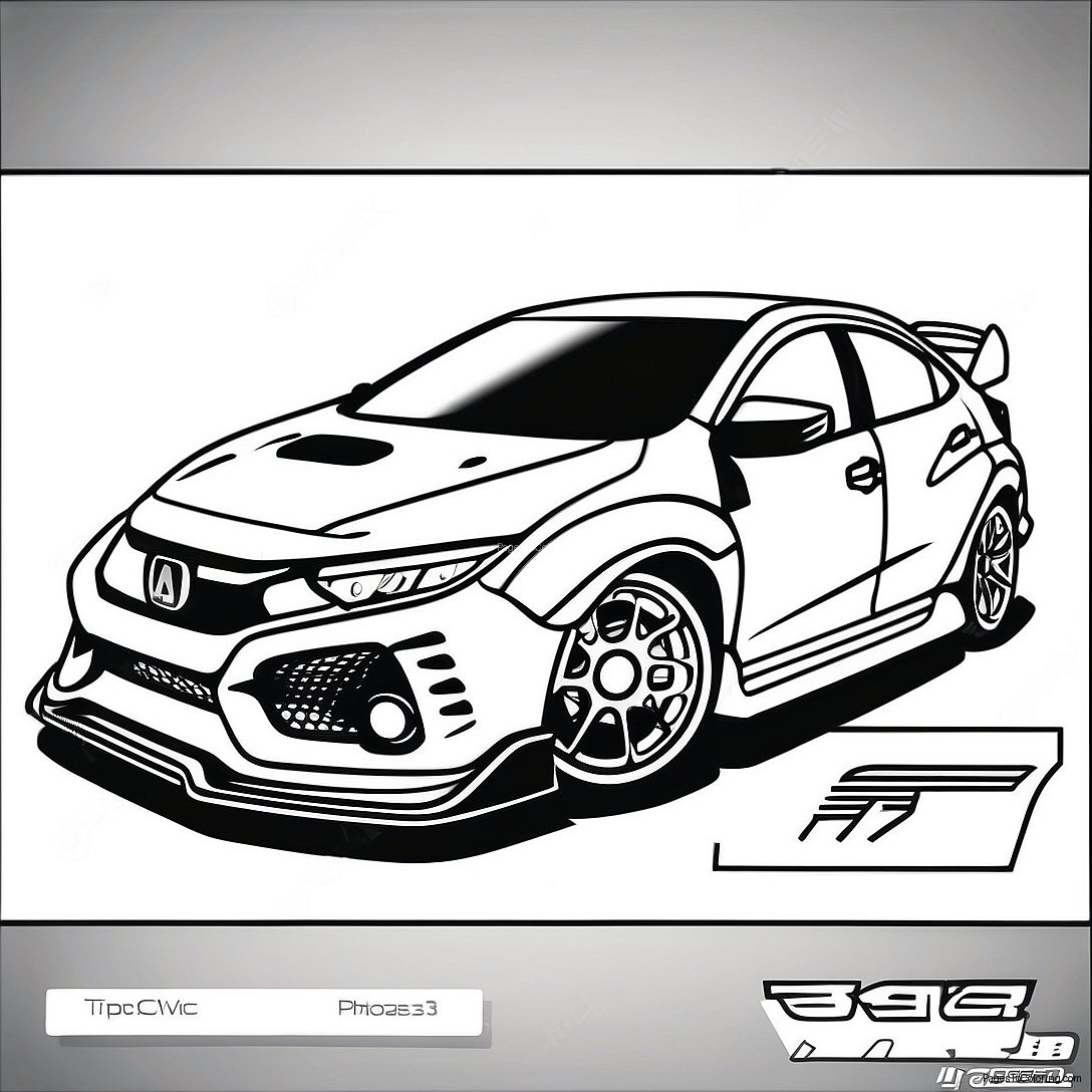 Honda Civic Type R Racing Coloring Page 56262 45319