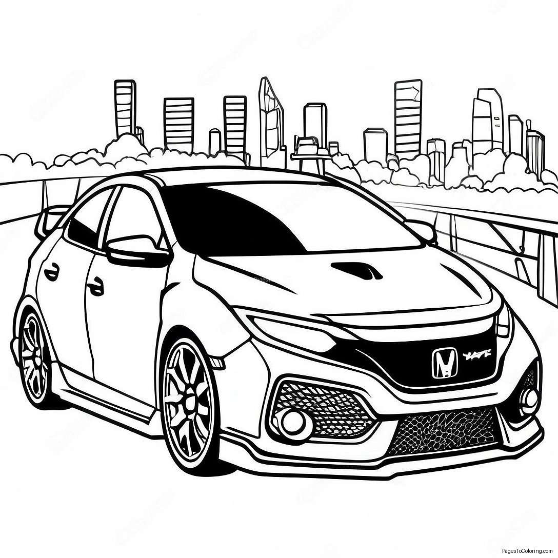 Honda Civic Type R Racing Coloring Page 56262 45320