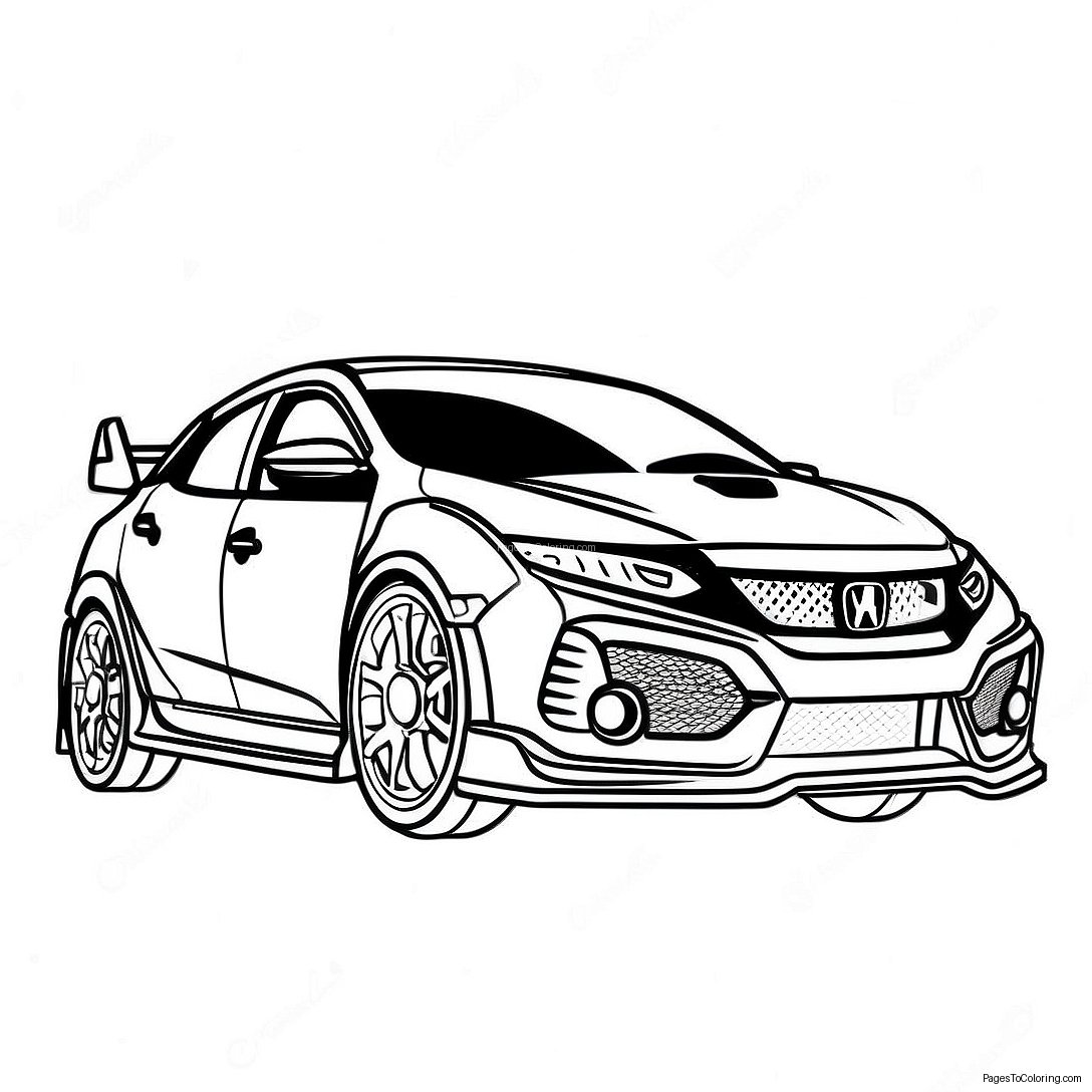 Honda Civic Type R Side View Coloring Page 56263 45330