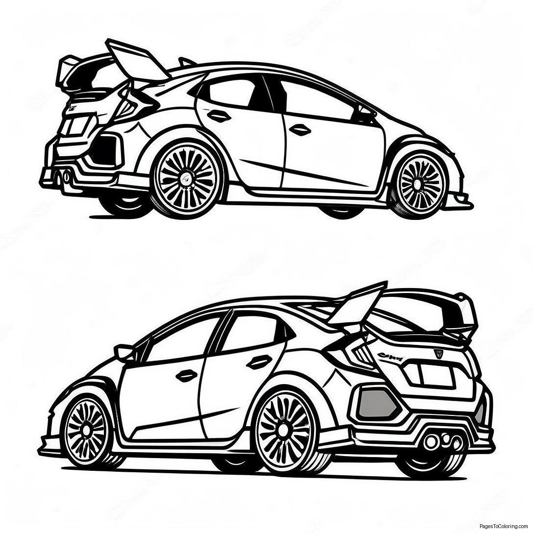 Honda Civic Type R Side View Coloring Page 56263 45331