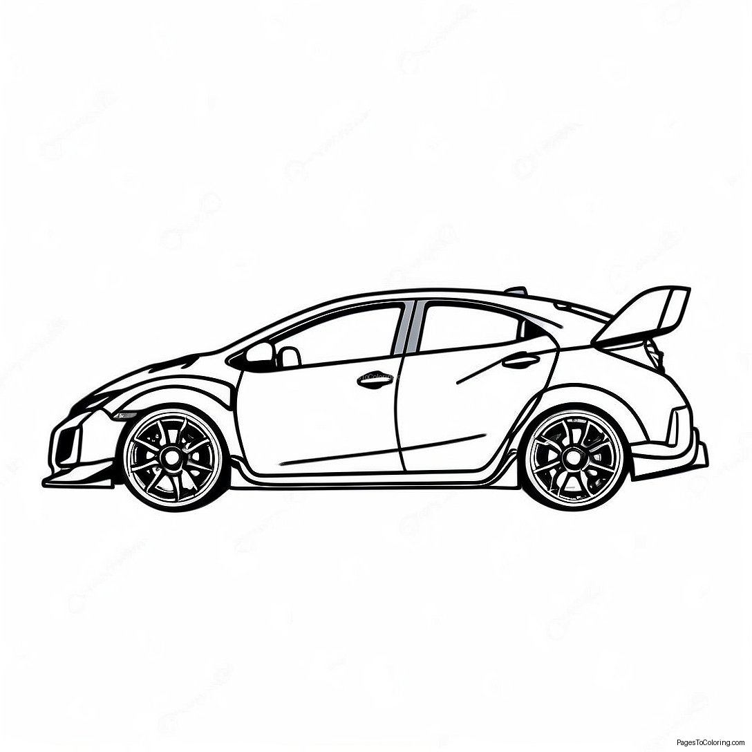 Honda Civic Type R Side View Coloring Page 56263 45332