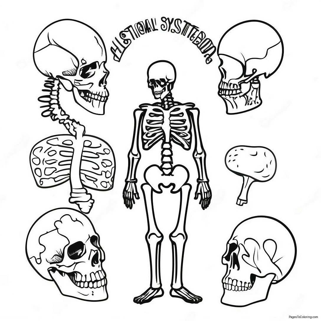 Poster Sistema Scheletrico 20"x26" Laminato - Illustrazione Medica Dettagliata