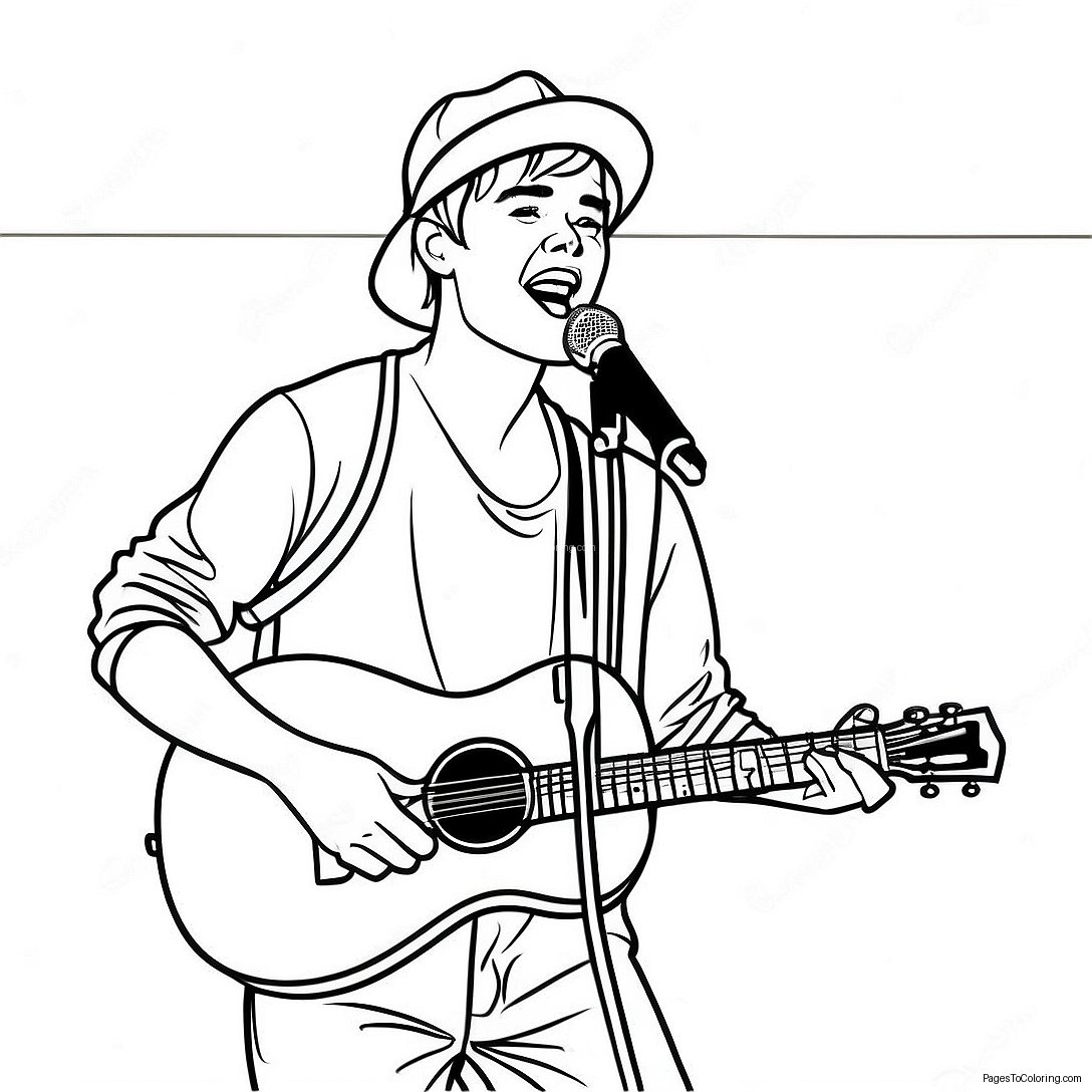 Justin Bieber Singing On Stage Coloring Page 7262 5961