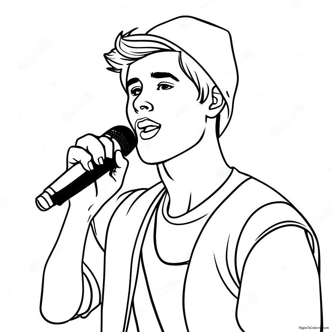 Justin Bieber Singing On Stage Coloring Page 7262 5963