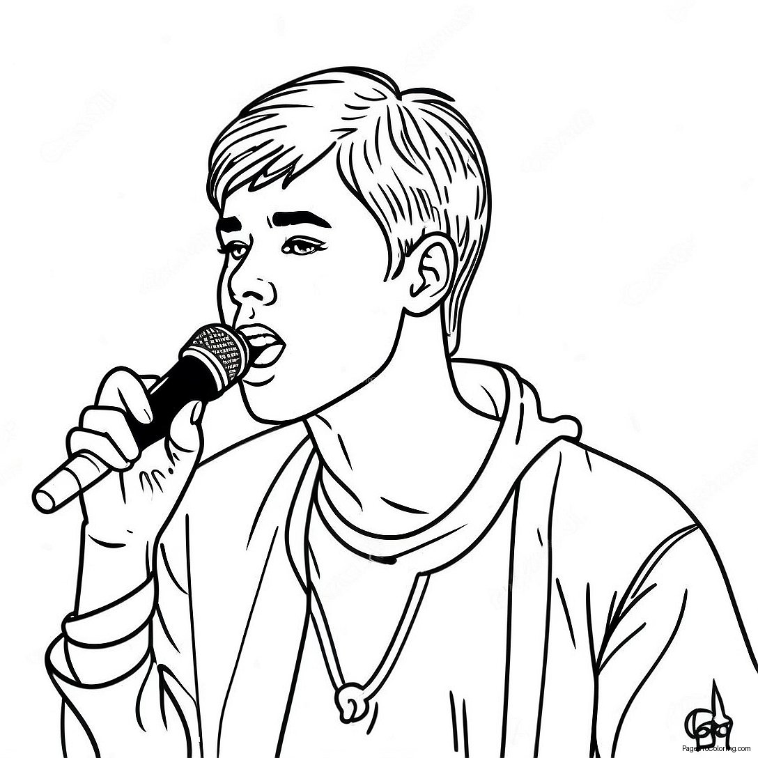 Justin Bieber Singing On Stage Coloring Page 7262 5964