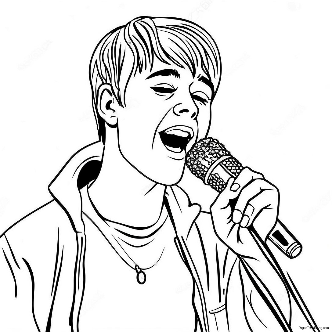 Justin Bieber Singing On Stage Coloring Page 7262 6157