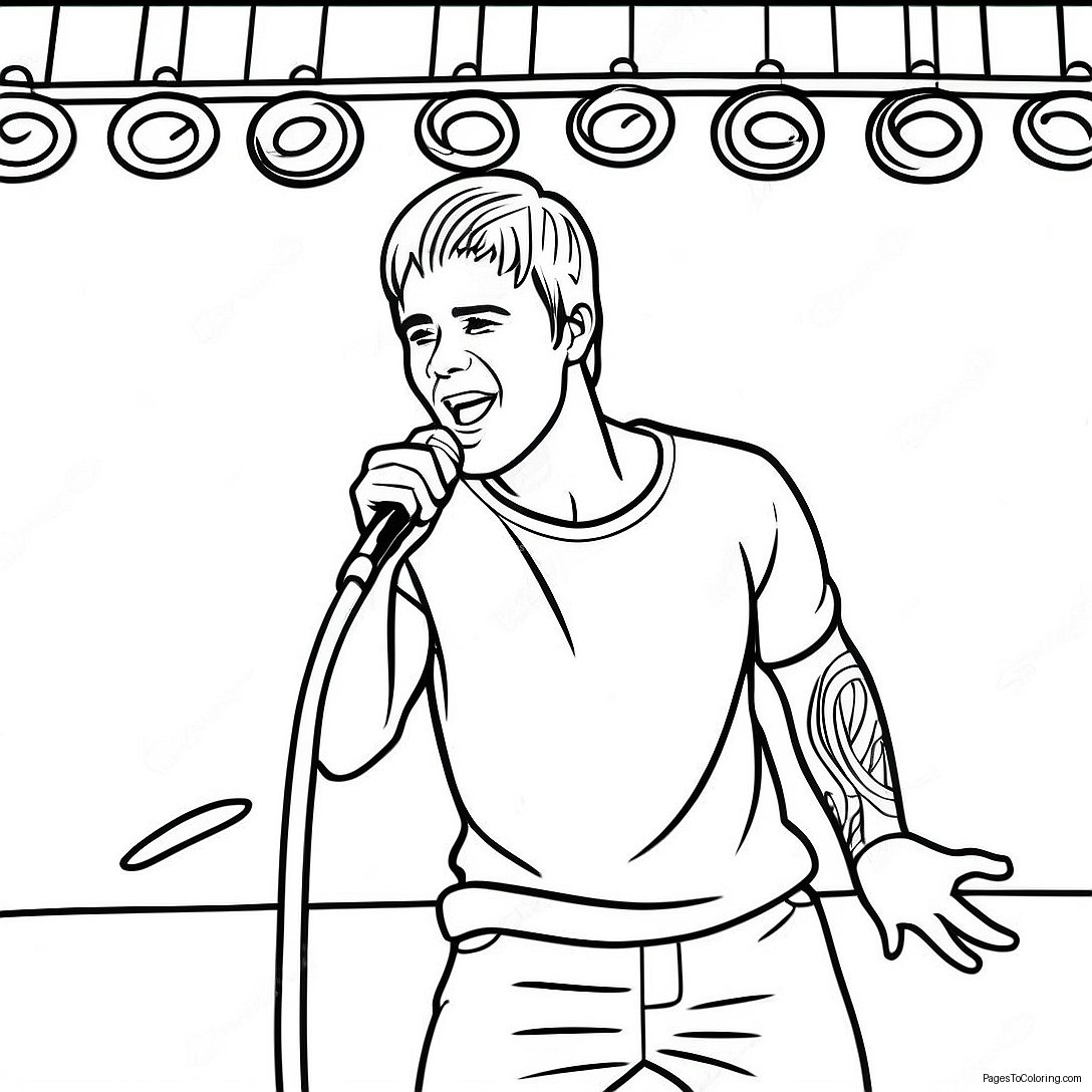 Justin Bieber Singing On Stage Coloring Page 7262 6159