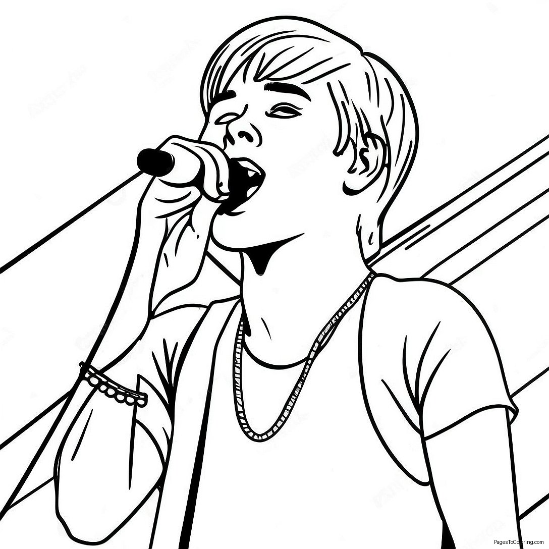 Justin Bieber Singing On Stage Coloring Page 7262 6160