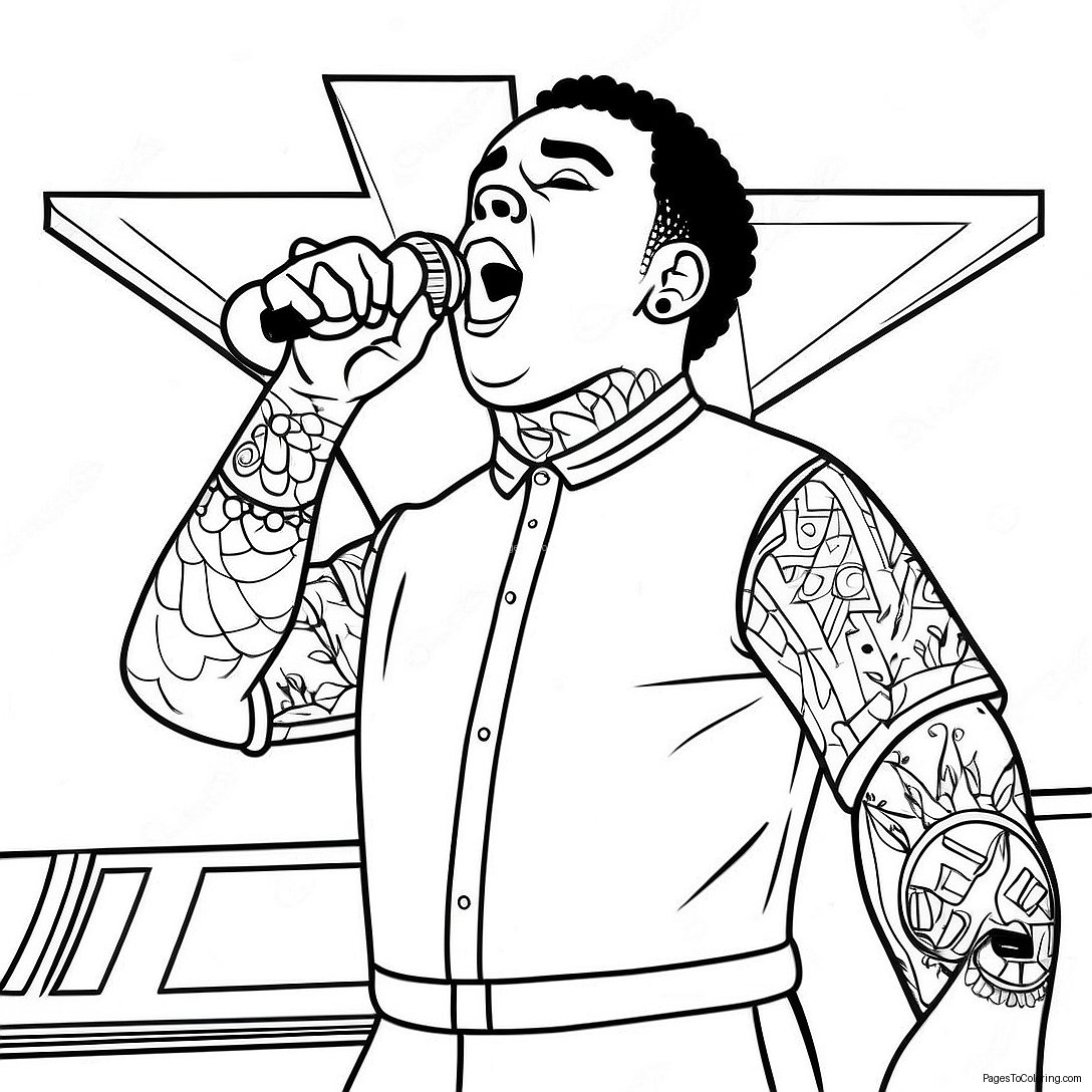 Kevin Gates Performing On Stage Coloring Page 71783 57658
