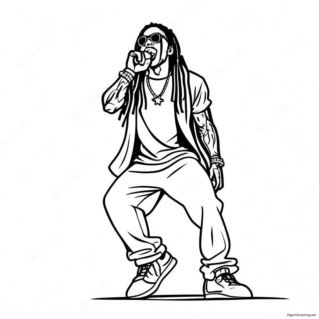 Lil Wayne Performing On Stage Coloring Page 61143 49193