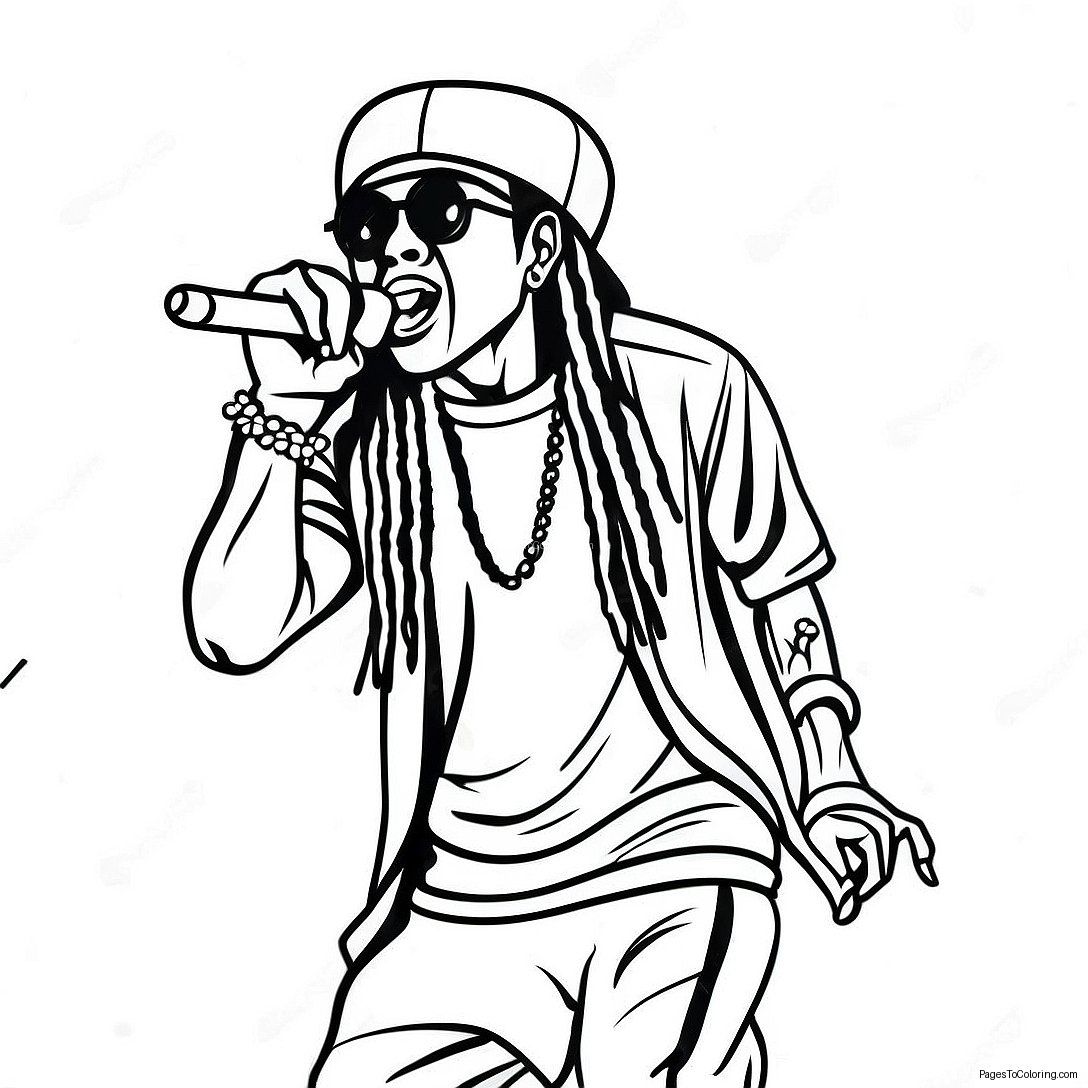 Lil Wayne Performing On Stage Coloring Page 61143 49194