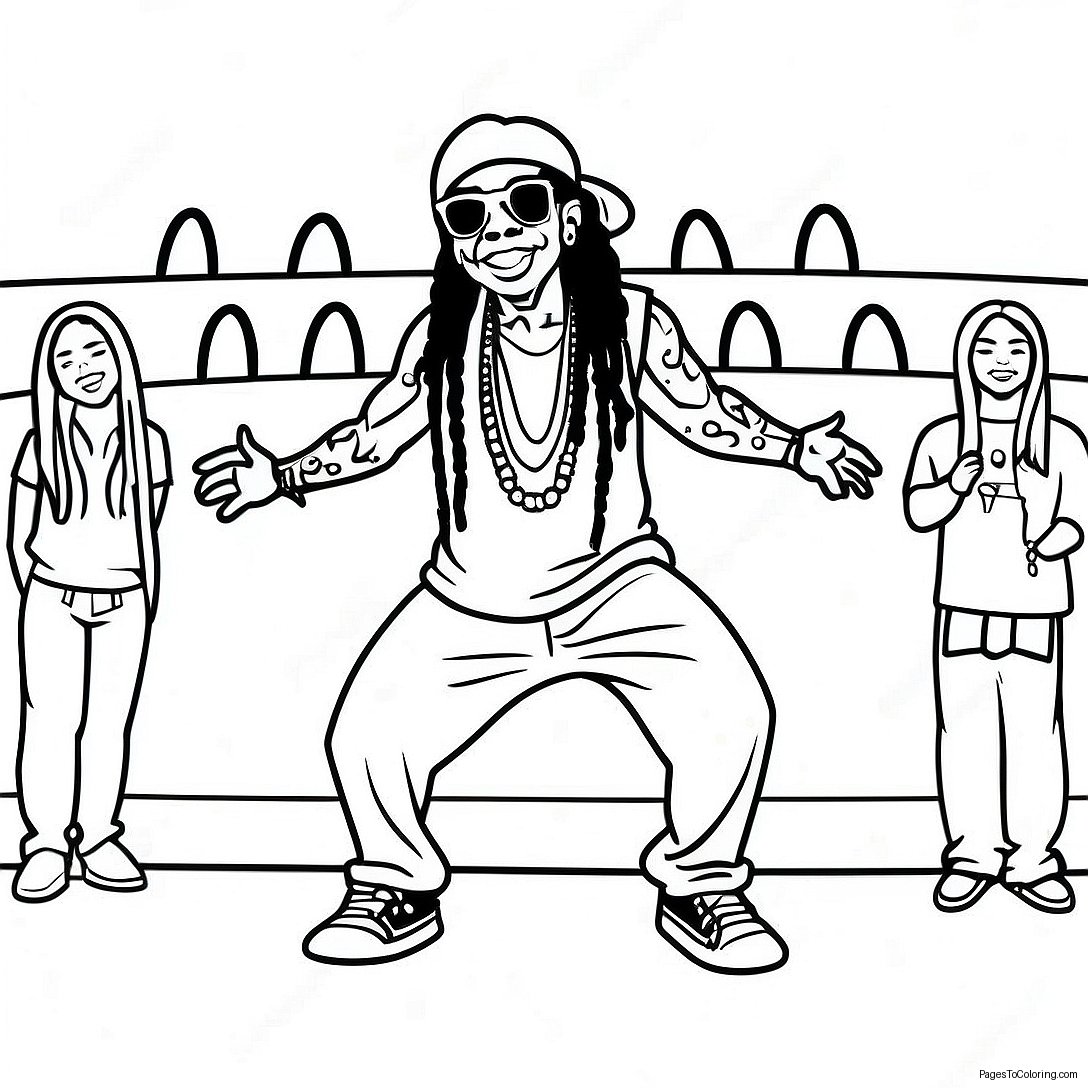 Lil Wayne Performing On Stage Coloring Page 61143 49196