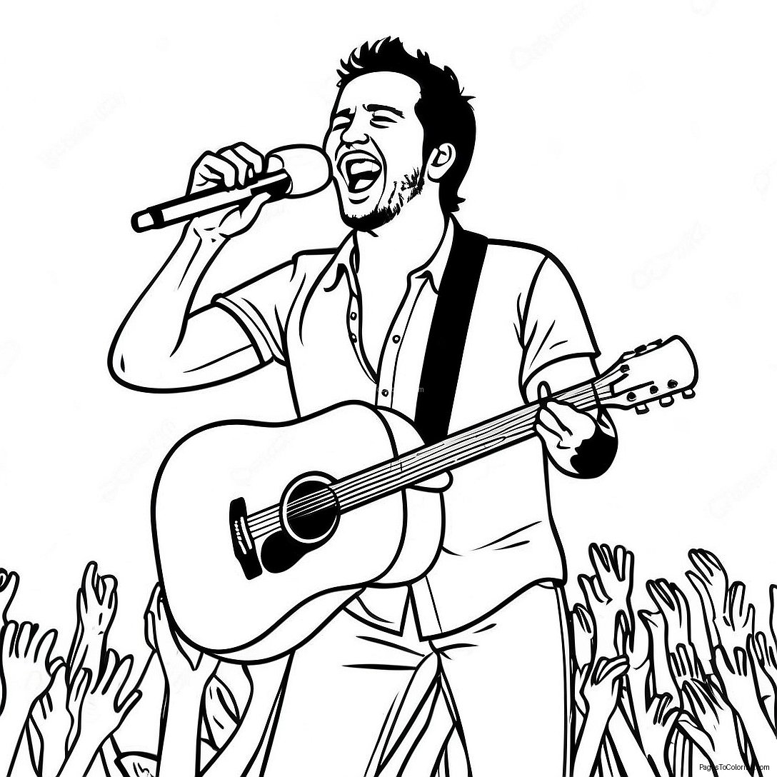Luke Bryan Singing On Stage Coloring Page 70833 56908