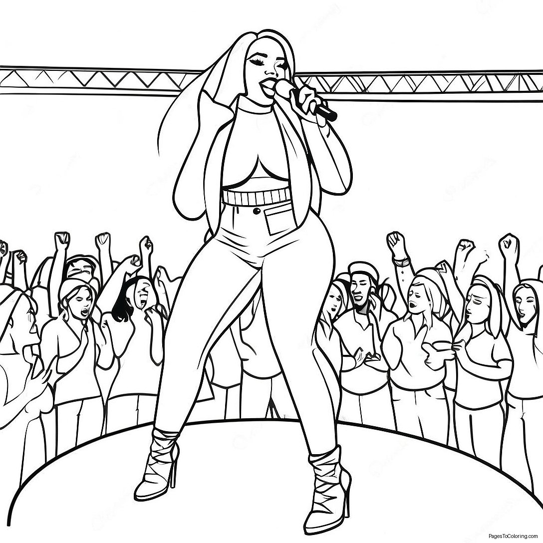 Megan Thee Stallion Performing On Stage Coloring Page 67483 54233
