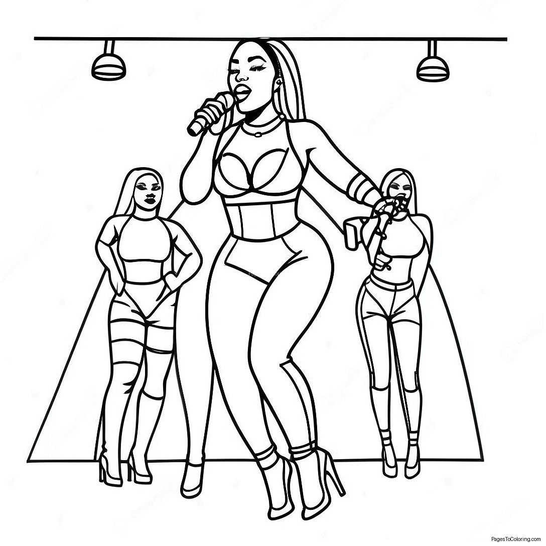 Megan Thee Stallion Performing On Stage Coloring Page 67483 54234