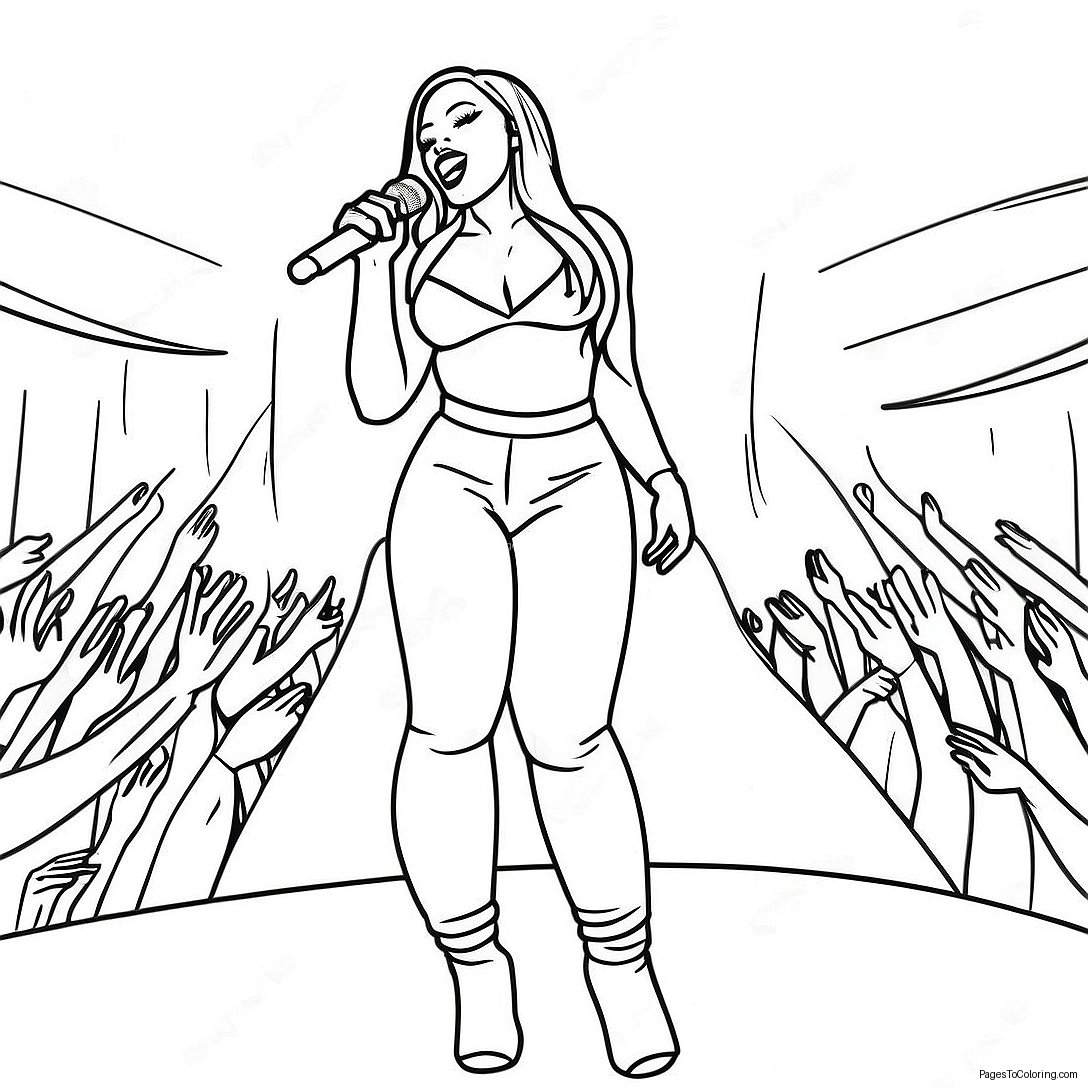 Megan Thee Stallion Performing On Stage Coloring Page 67483 54236