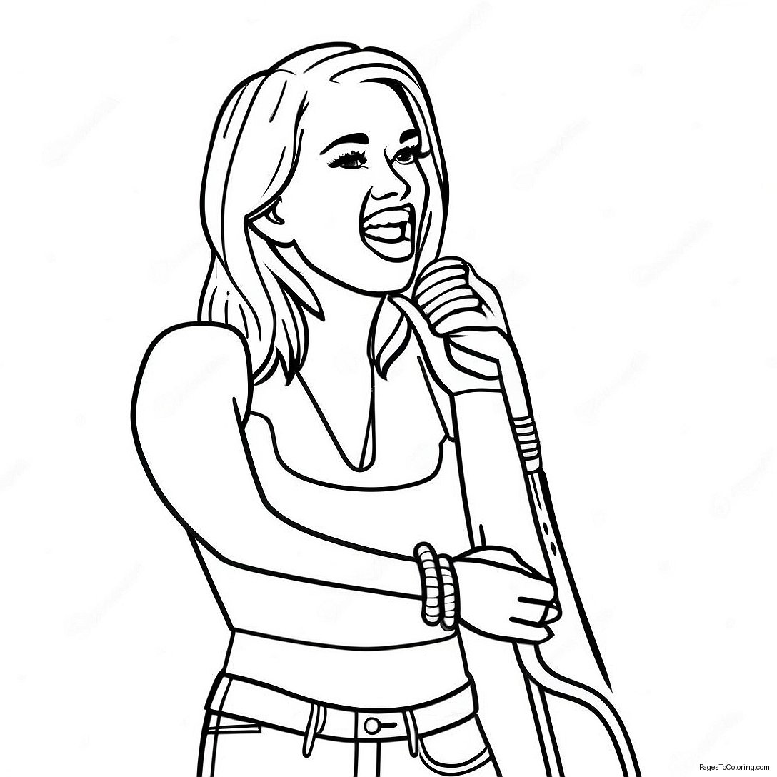 Miley Cyrus Singing On Stage Coloring Page 21494 17437