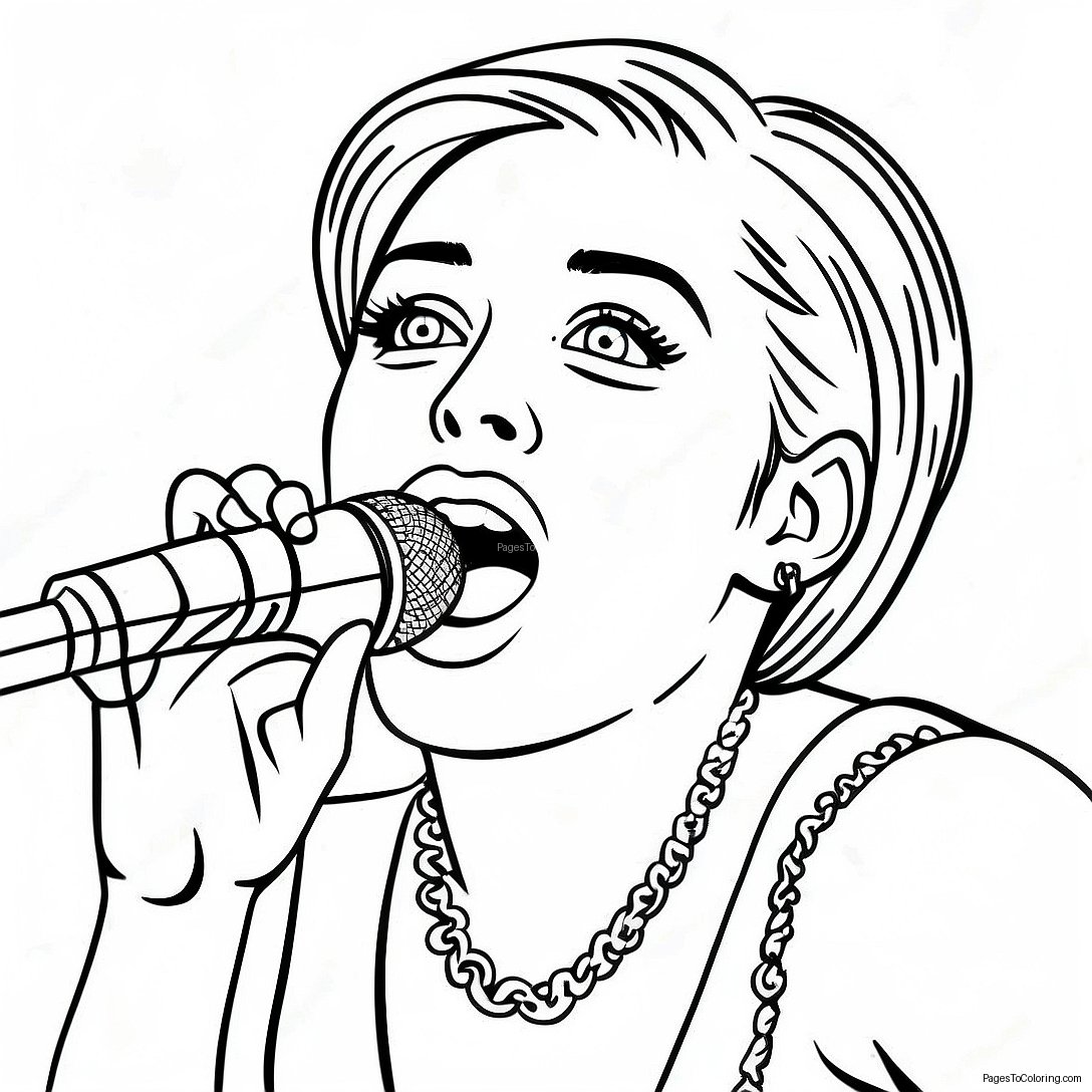 Miley Cyrus Singing On Stage Coloring Page 21494 17438