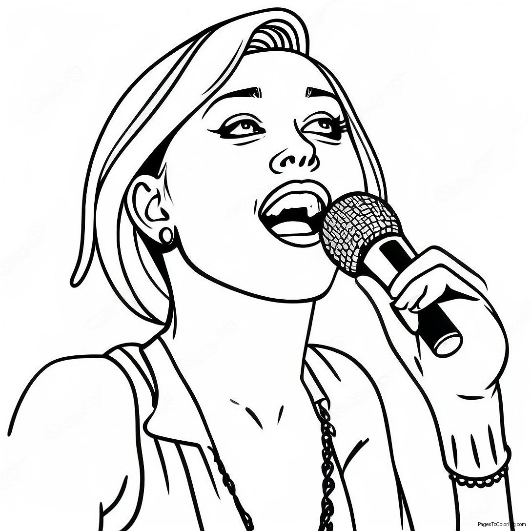Miley Cyrus Singing On Stage Coloring Page 21494 17439